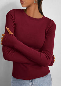 Casual Long Sleeved Round Neck Y2k Top