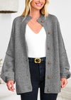 PRETTYGARDEN Women's Winter Button Down Cardigan Sweaters Mock Neck Lantern Long Sleeve Chunky Knit Jacket Trendy Outerwear