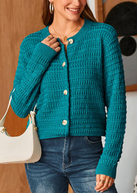 Knit Cardigan Long Sleeve Open Front Button Down Jacket