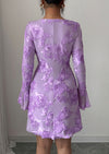 PRETTYGARDEN Women's Floral Embroidered Dress Fall Long Bell Sleeve Ribbon Flower Mini Short Mesh Bodycon Party Dresses