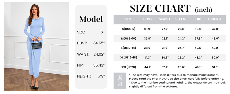 PRETTYGARDEN Women's Fall Wedding Guest Cocktail Midi Dresses Elegant Long Sleeve Bodycon Ruched Dress Fashion Clothing
