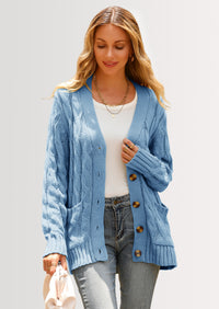 PRETTYGARDEN Women's Open Front Cardigan Sweaters Fall Fashion Button Down Cable Knit Chunky Winter Outerwear Coats
