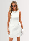 PRETTYGARDEN Womens Formal Sleeveless Summer Dresses Boat Neck Bodycon Elegant A Line Business Work Mini Dresss