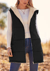 PRETTYGARDEN Womens Fall Reversible Vests Sleeveless Fleece Jacket Zip Up Hoodie Pockets Long Warm Winter Coat Outerwear