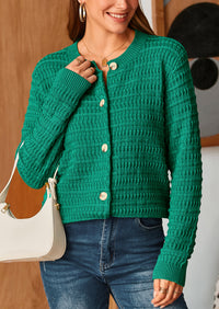 Knit Cardigan Long Sleeve Open Front Button Down Jacket