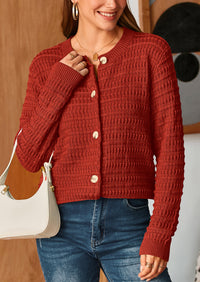 Knit Cardigan Long Sleeve Open Front Button Down Jacket