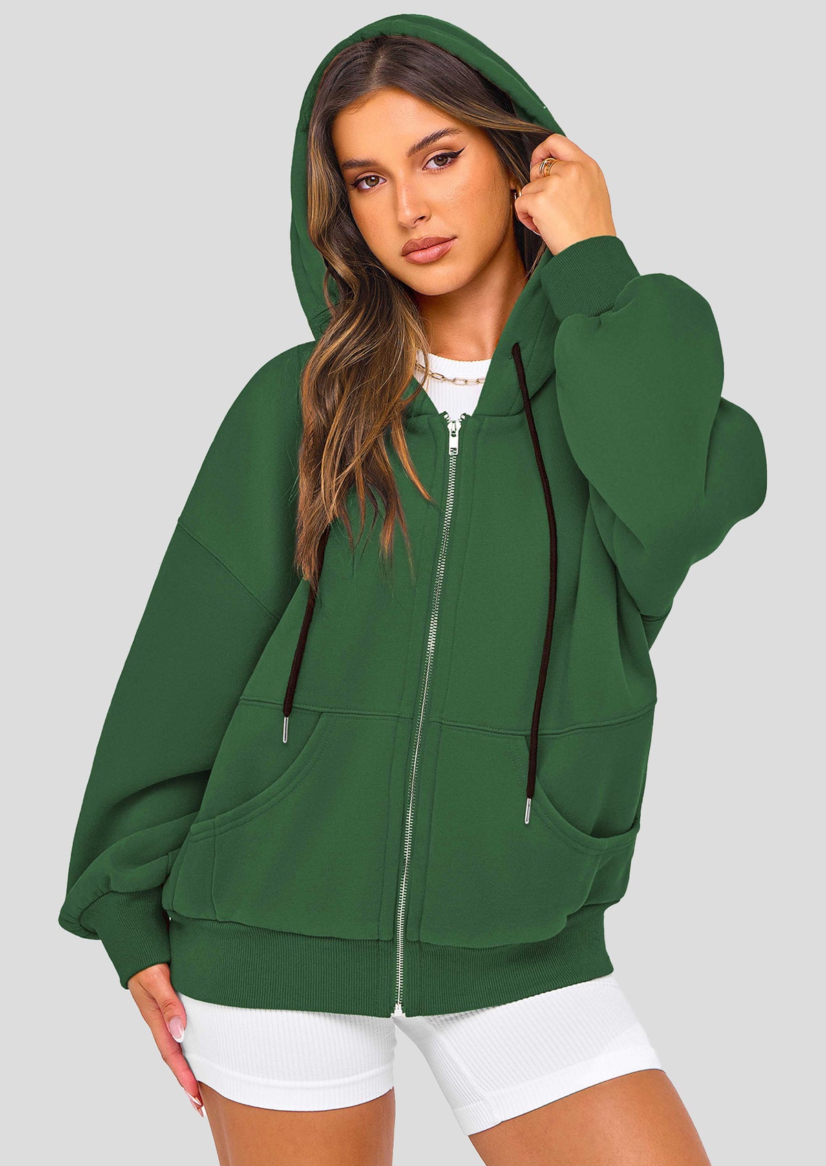Zip Up Long Sleeve Loose Fit Y2K Casual Hoodies Cardigan