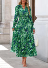 PRETTYGARDEN Women's Floral Maxi Dress Spring Long Sleeve V Neck Casual A Line Long Flowy Boho Party Dresses