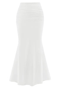 Mermaid Bodycon Trendy Casual High Waisted Ruffle Ruched Long Mesh Skirts