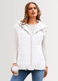 PRETTYGARDEN Women's Fall Spring Vest Casual Sleeveless Hooded Zip Up Jacket Trendy Winter Coat Outerwear