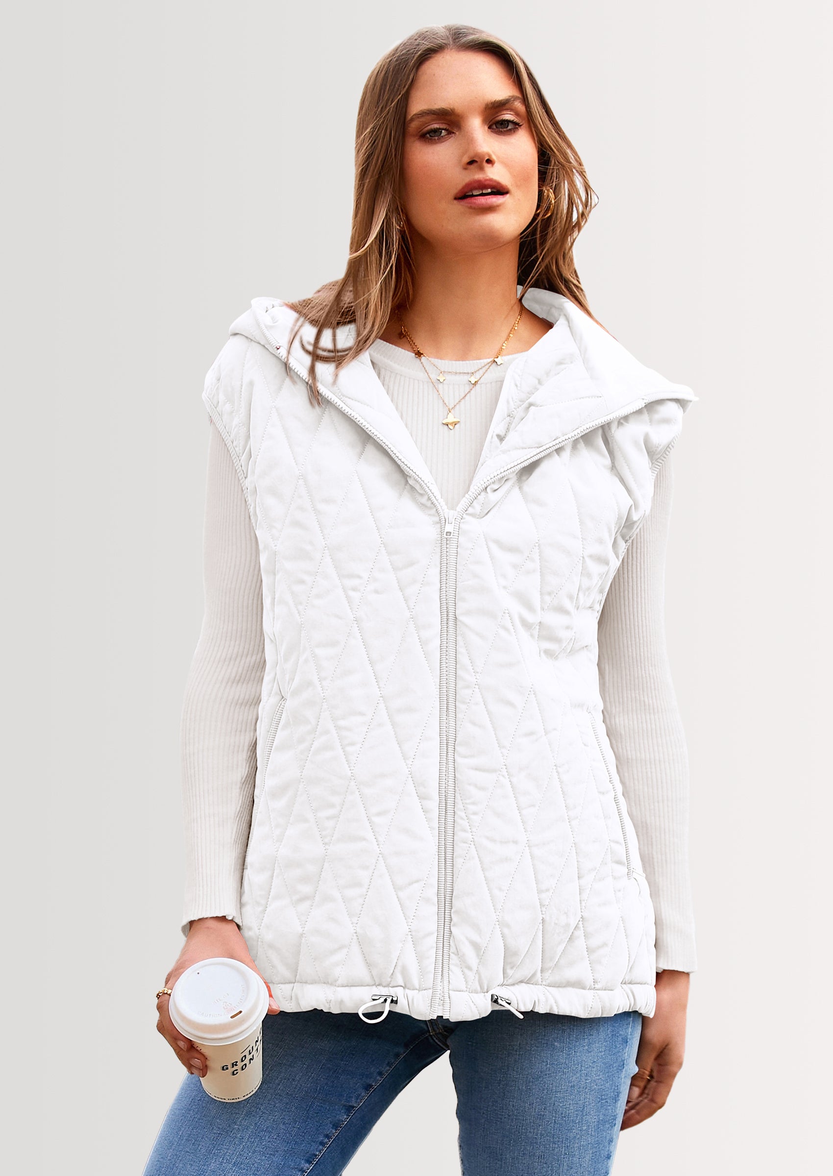PRETTYGARDEN Women's Fall Spring Vest Casual Sleeveless Hooded Zip Up Jacket Trendy Winter Coat Outerwear