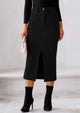 Casual Work High Waisted Long Slit Corduroy Midi Pencil Skirts