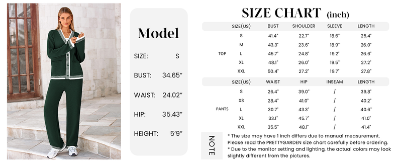 PRETTYGARDEN Lounge Sets for Women Fall Loungewear 2 Piece Outfits Cardigan Sweaters Track Suit Matching Winter Clothing