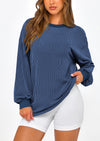 PRETTYGARDEN Women's Long Sleeve Tee Shirts Spring Fall Trendy Clothes Casual Loose Crewneck Ribbed Blouse Tunic Tops
