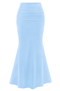 Mermaid Bodycon Trendy Casual High Waisted Ruffle Ruched Long Mesh Skirts
