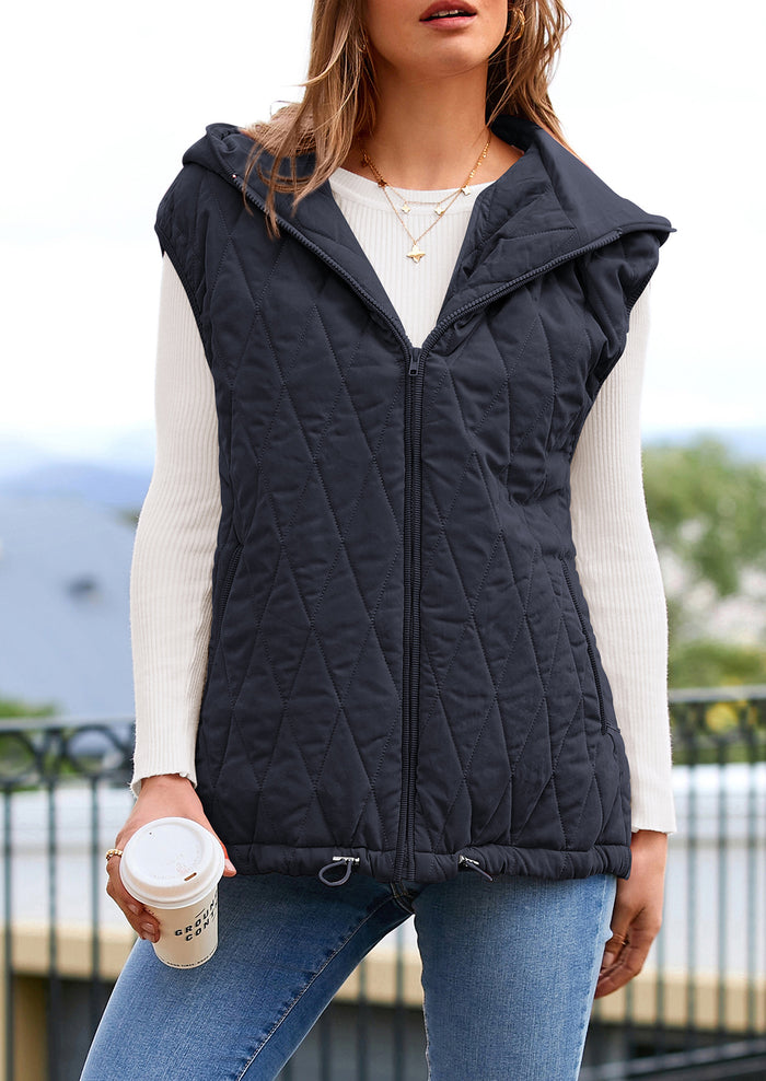 Casual Sleeveless Hooded Zipper Jacket Jacket