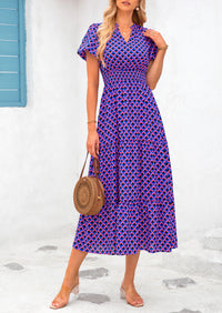 Casual V-neck short sleeved Bohemian Maxi dress