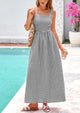 Spaghetti Strap  Plaid Square Neck A Line Smocked Casual Vacation Maxi Dresses