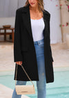 PRETTYGARDEN Women's Spring Fall Long Blazer Jackets Long Sleeve Lapel Pockets Loose Fit Work Casual Blazers Outerwear