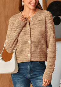 Knit Cardigan Long Sleeve Open Front Button Down Jacket