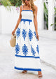 Floral Sundress Spaghetti Strap Flowy Beach Vacation Boho Maxi Dresses