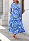 PRETTYGARDEN Women's Floral Maxi Dress Spring Long Sleeve V Neck Casual A Line Long Flowy Boho Party Dresses