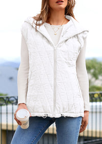 Casual Sleeveless Hooded Zipper Jacket Jacket