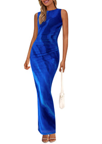 Floral Bodycon Sleeveless Mesh Maxi Long Dresses