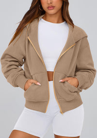 Y2K Zip Up Hoodie Long Sleeve Loose Fit Pockets Casual Sweatshirt