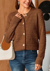 Knit Cardigan Long Sleeve Open Front Button Down Jacket