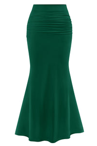 Mermaid Bodycon Trendy Casual High Waisted Ruffle Ruched Long Mesh Skirts