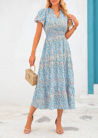 Casual V-neck short sleeved Bohemian Maxi dress