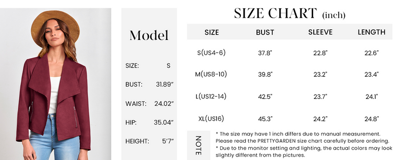 PRETTYGARDEN Women's Faux Suede Jackets Fashion Fall Clothes Long Sleeve Open Front Cropped Coat Outwear