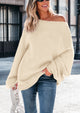 Chunky Loose Long Sleeve V Neck Oversized Casual Knit Pullover Sweaters