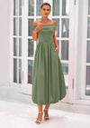 PRETTYGARDEN Womens Summer Off Shoulder Sleeveless Midi Dress Cocktail A Line Flowy Wedding Guest Dresses with Pockets