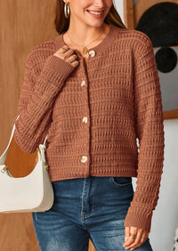 Knit Cardigan Long Sleeve Open Front Button Down Jacket