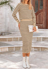 PRETTYGARDEN 2 Piece Skirts Sets For Women Fall Fashion Striped Sweater Dress Knit Lounge Travel Outfits Winter Clothing