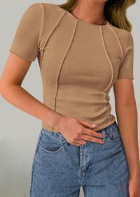 Short Sleeved Casual Round Neck Slim Fit T-Shirt
