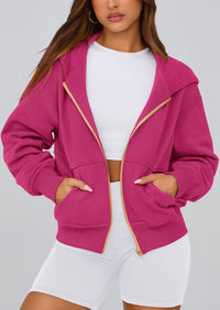 Y2K Zip Up Hoodie Long Sleeve Loose Fit Pockets Casual Sweatshirt