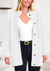 PRETTYGARDEN Women's Winter Button Down Cardigan Sweaters Mock Neck Lantern Long Sleeve Chunky Knit Jacket Trendy Outerwear