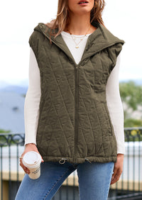 Casual Sleeveless Hooded Zipper Jacket Jacket