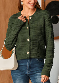 Knit Cardigan Long Sleeve Open Front Button Down Jacket
