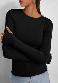 Casual Long Sleeved Round Neck Y2k Top