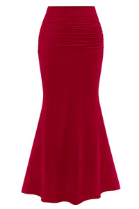 Mermaid Bodycon Trendy Casual High Waisted Ruffle Ruched Long Mesh Skirts