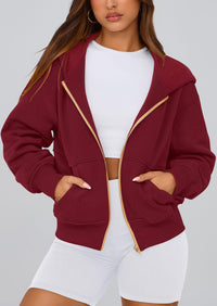 Y2K Zip Up Hoodie Long Sleeve Loose Fit Pockets Casual Sweatshirt