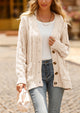 Knitted Solid Color Button Down Chunky Outwear Cardigan