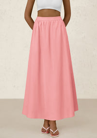 Ruffle High Waisted Casual Long Flowy Maxi Skirts with Pockets