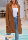 PRETTYGARDEN Women's Spring Fall Long Blazer Jackets Long Sleeve Lapel Pockets Loose Fit Work Casual Blazers Outerwear