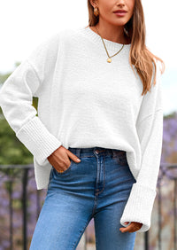 PRETTYGARDEN Women's Fall Oversized Sweaters Casual Crewneck Pullover Long Sleeve Fuzzy Chunky Knit Tops Blouse