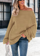 Chunky Loose Long Sleeve V Neck Oversized Casual Knit Pullover Sweaters